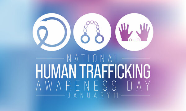 National human trafficking awareness day is observed every year on January 11, to raising awareness about the different forms of human trafficking, also known as modern slavery. Vector illustration