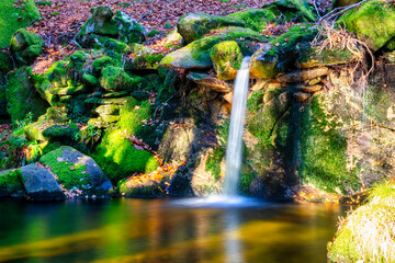 waterfall in autumn forest