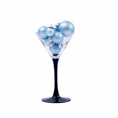 Christmas balls in a glass glass, isolated on a white background.