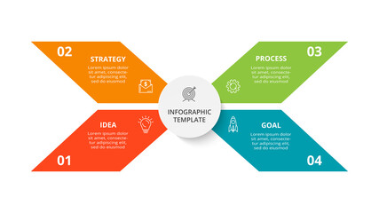 Diagram concept for infographic with 4 steps, options, parts or processes. Business data visualization.