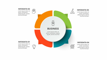 Diagram concept for infographic with 4 steps, options, parts or processes. Business data visualization.