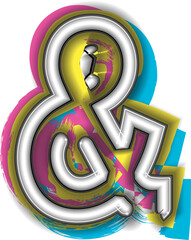 Ampersand Neon Sign symbol design illustration