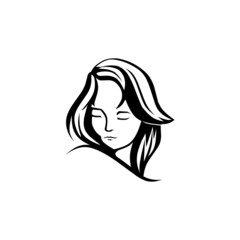 logo, beautiful girl face symbol