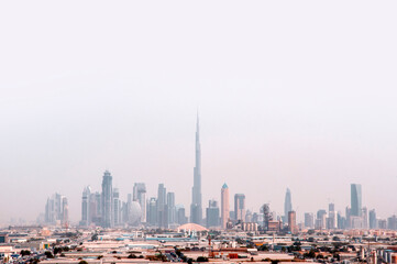 Fototapeta na wymiar Dubai skyline with modern skyscrapers and residential districts