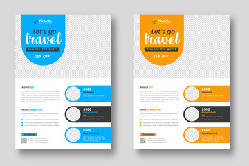 Obraz premium Tour and Travel flyer. travel flyer. tour and travel flyer or Brochure Template Business concept. Flyer design for Tour and Travel Business concept.