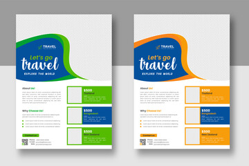 Tour and Travel flyer. travel flyer. tour and travel flyer or Brochure Template Business concept.  Flyer design for Tour and Travel Business concept.
