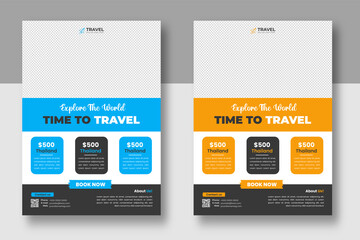 Tour and Travel flyer. travel flyer. tour and travel flyer or Brochure Template Business concept.  Flyer design for Tour and Travel Business concept.