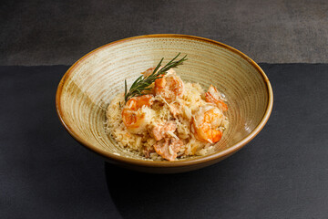 Healthy lunch, fusion food, chef cuisine, simple restaurant menu