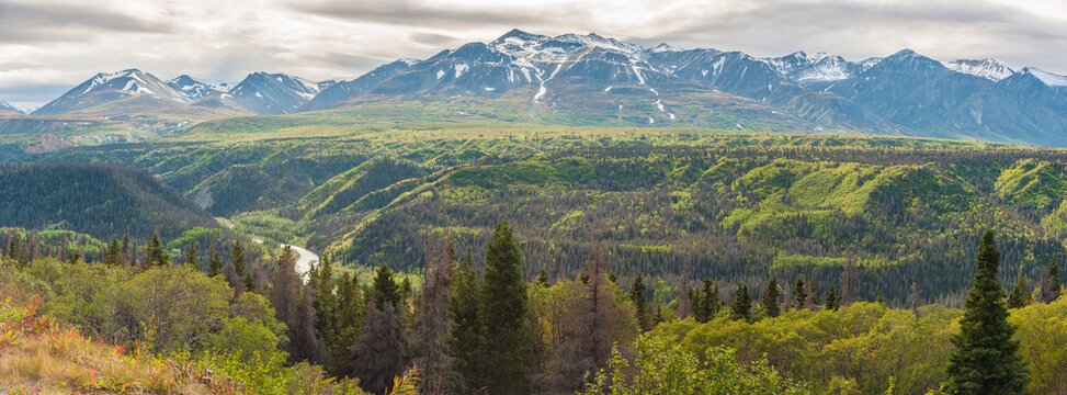 Canada, Yukon. View of the Parton River Valley on the Haines Highway.