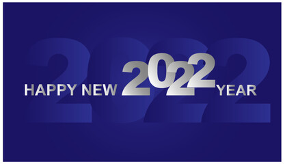 Happy New Year 2022 with blue gradiend. Suitable for greeting card and banner