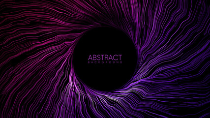 Colorful magic portal with glowing waved spiral streaks. Glowing futurictic teleport tunnel. Abstract vector background with place for your content