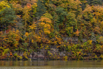 Fall Foliage On The Cliffs Above The Bluestone Rivers, Bluestone State Park, West Virginia, USA