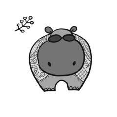 Hippopotamus, cute hippo character for your design