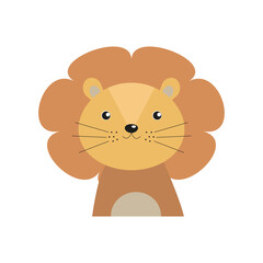 vector illustration with a cute lion in the scandinavian style on a white background. jungle animal cartoon character, flat illustration of animals