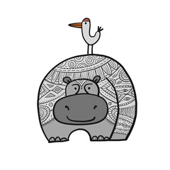 Hippopotamus, cute hippo character for your design