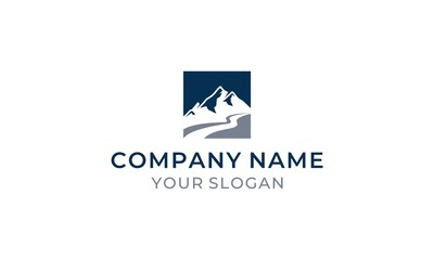 Mountains and road logo design