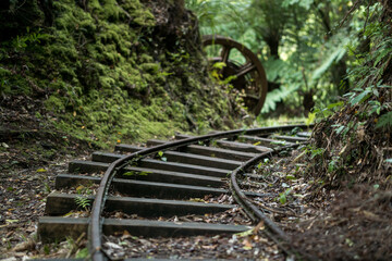 Abandoned railroad track, Te Aroha Mountain Gold Mining Walking Track, New Zealand