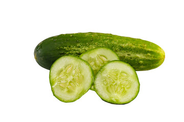Sliced cucumber isolated on white background in portrait