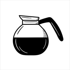 coffee pot in doodle style. sketch
