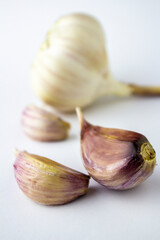 Fresh young garlic isolated on white background
