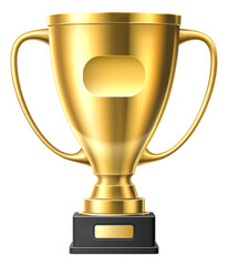 Golden goblet on pedestal. Realistic trophy cup award