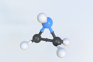 Polyethylenimine molecule made with balls, isolated molecular model. 3D rendering