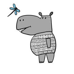 Hippopotamus, cute hippo character for your design