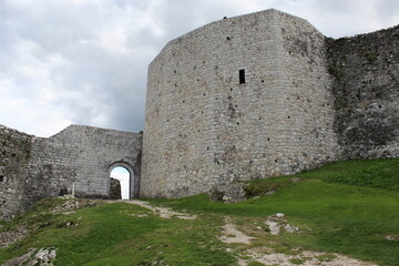 Fototapeta na wymiar central defense tower at the fortress in Tešanj, Bosnia and Herzegovina
