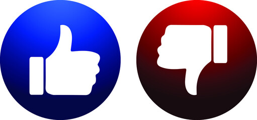 Like and Dislike Button in Blue and Red Gradient Concept. Modern Buttons vector