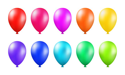 Set of 3d realistic colourful balloons