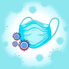 Realistic medical face mask. Details 3d medical mask. Vector illustration.Use of the surgical mask to fight the coronavirus..
