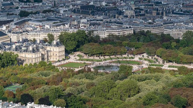 Paris, France, Timelapse - The Jardin du Luxembourg during the day