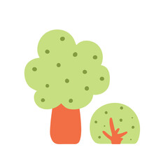 Flat forest tree nature plant isolated eco foliage