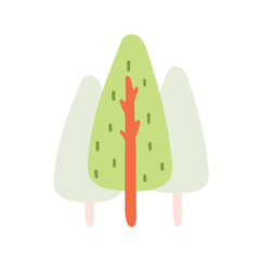 Flat forest tree nature plant isolated eco foliage