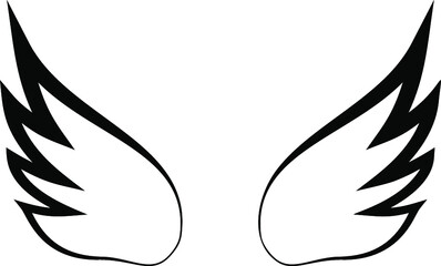 Angel Wings icon collection. Cartoon hand-drawn vector illustration. Set of Sketch Angel Wings.