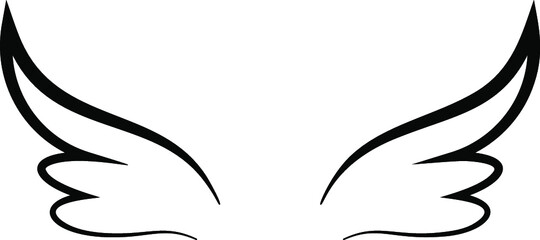 Angel Wings icon collection. Cartoon hand-drawn vector illustration. Set of Sketch Angel Wings.