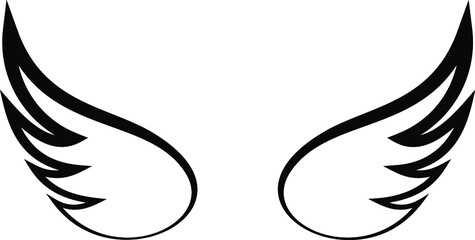 Angel Wings icon collection. Cartoon hand-drawn vector illustration. Set of Sketch Angel Wings.