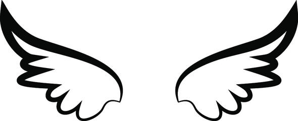 Angel Wings icon collection. Cartoon hand-drawn vector illustration. Set of Sketch Angel Wings.