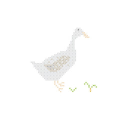 Fototapeta premium vector illustration art cross stitch duck, element embroidery