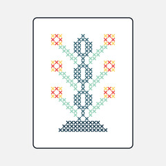 ethnic flower cross stitch printable for wall decoration
