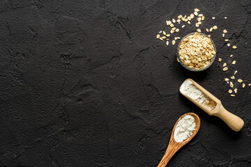 Oat flour in bowl - gluten free flour for baking