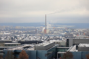 Blick auf Jena, Schott Fabrik, Winter, Thüringen, Deutschland