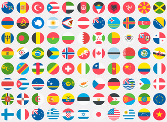 Emoji set background of flags of countries around the world isolated on white