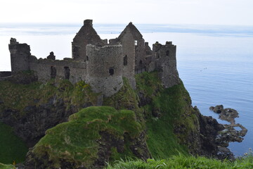 Fototapeta na wymiar Ruins of a castle on the coastline of Northern Island