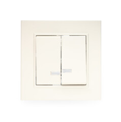 Modern plastic light switch isolated on white