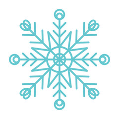 Snowflake icon. Simple flat vector line illustration isolated on white background. Silhouette flake of snow.