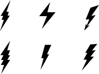 flash icon symbol set. Lightning bolt or energy symbol icons set. Bolt lightning flash icons