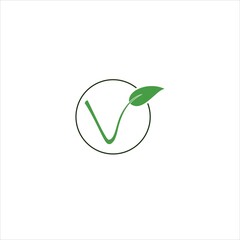 letter v logo vector template leaf