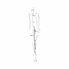 Young woman, model. Fashion sketch. Vector