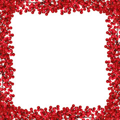 Red berry square frame for Christmas post decoration.